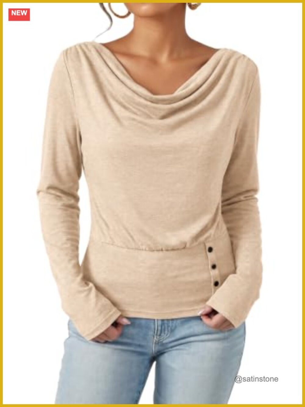 Women's Cowl Neck Long Sleeve Blouse Dressy Fall Business Casual Top